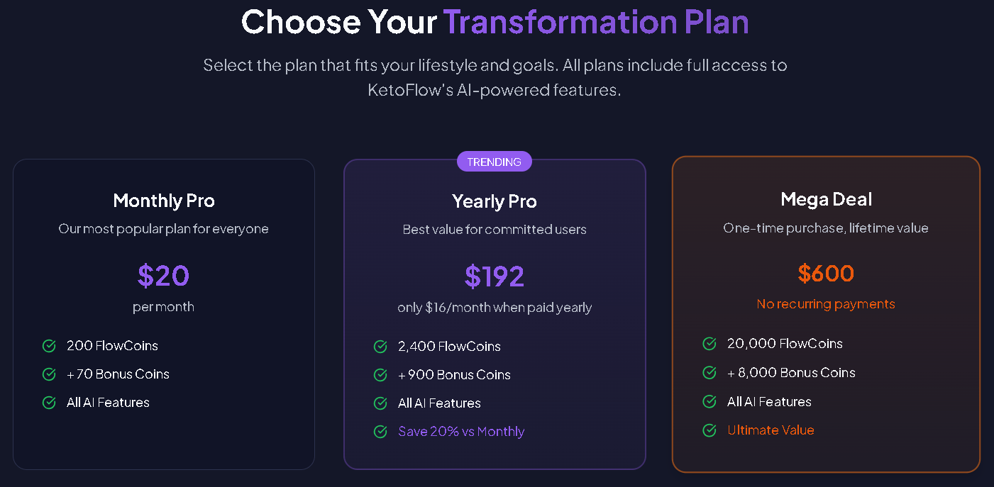 ketoflow price plan